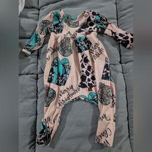 Festive Christmas Kids One Piece Western Handmade
